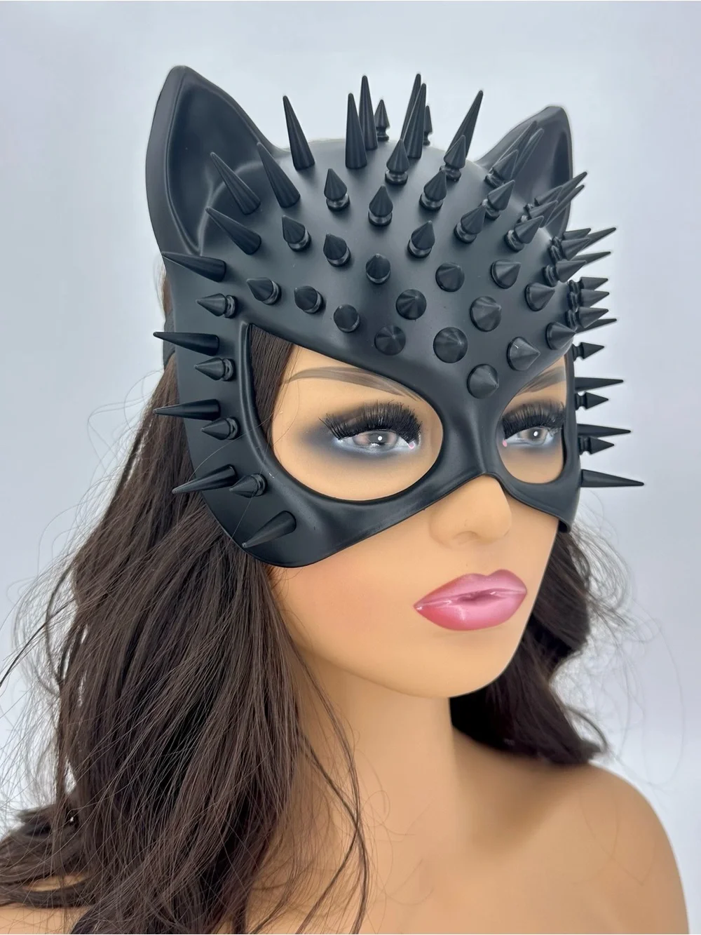 Spiked Catwoman Mask - Faux Leather & Studs